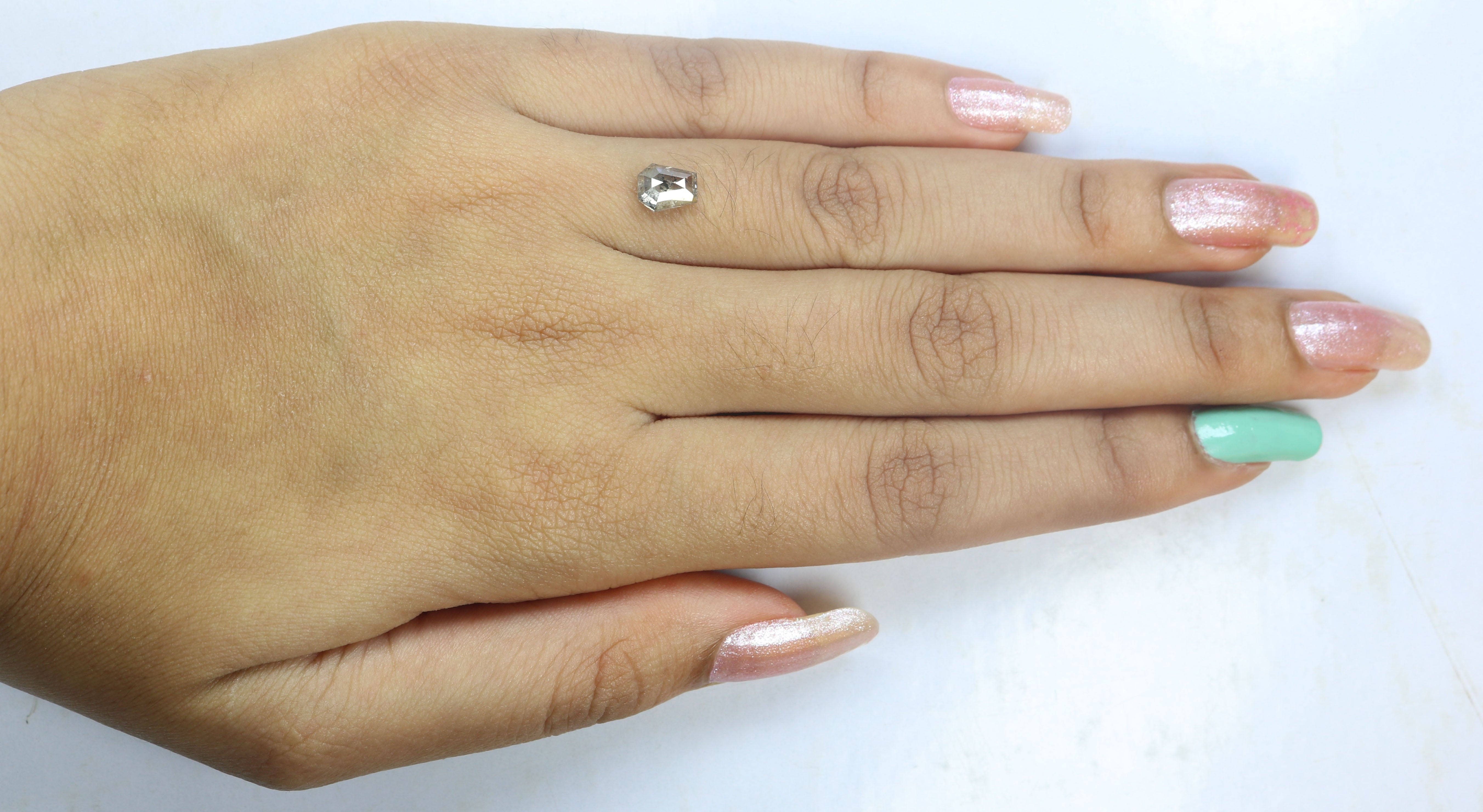 1.11 CT Natural Loose Coffin Shape Diamond Salt And Pepper Coffin Cut Diamond 6.80 MM Black Grey Color Coffin Shape Rose Cut Diamond QK2178