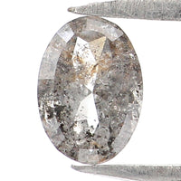 Natural Loose Oval Salt And Pepper Diamond Black Grey Color 0.34 CT 5.30 MM Oval Shape Rose Cut Diamond KR2281