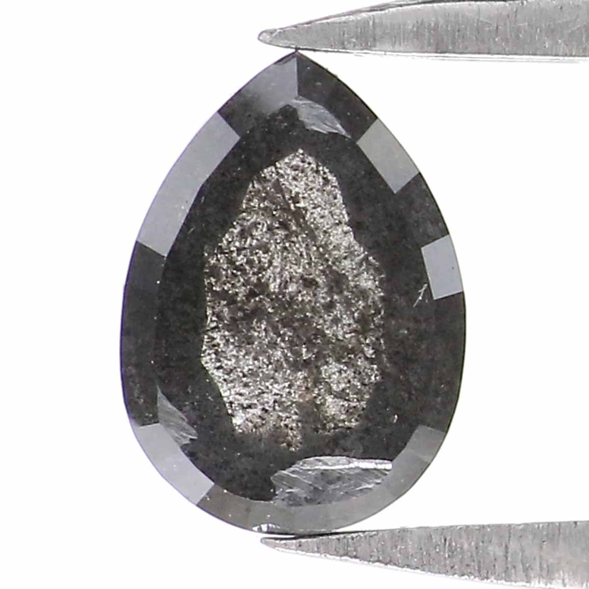 0.70 CT Natural Loose Pear Shape Diamond Salt And Pepper Pear Rose Cut Diamond 6.50 MM Black Grey Color Pear Shape Rose Cut Diamond QL2359