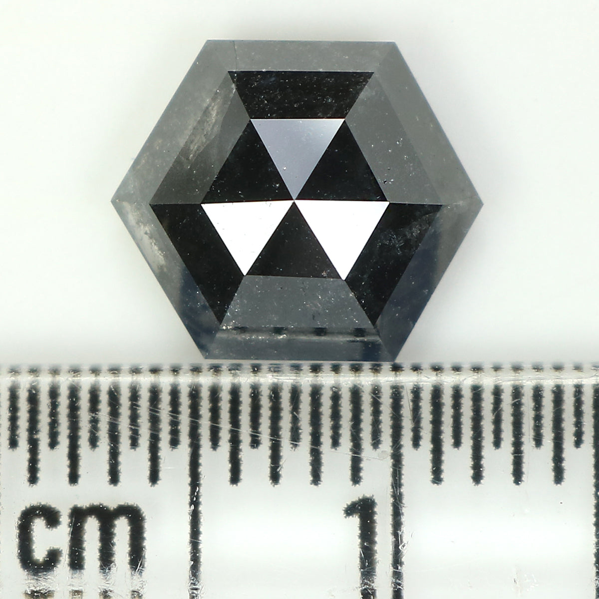 2.45 CT Natural Loose Hexagon Shape Diamond Salt And Pepper Hexagon Diamond 9.25 MM Black Grey Color Hexagon Shape Rose Cut Diamond QL1092