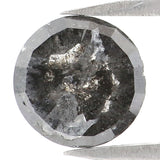 Natural Loose Round Rose Cut Salt And Pepper Diamond Black Grey Color 1.35 CT 6.85 MM Rose Cut Shape Diamond L827