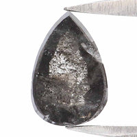 0.73 CT Natural Loose Pear Shape Diamond Salt And Pepper Pear Rose Cut Diamond 6.85 MM Black Grey Color Pear Shape Rose Cut Diamond LQ2342