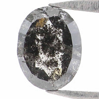 Natural Loose Oval Salt And Pepper Diamond Black Grey Color 0.54 CT 5.96 MM Oval Shape Rose Cut Diamond L2488