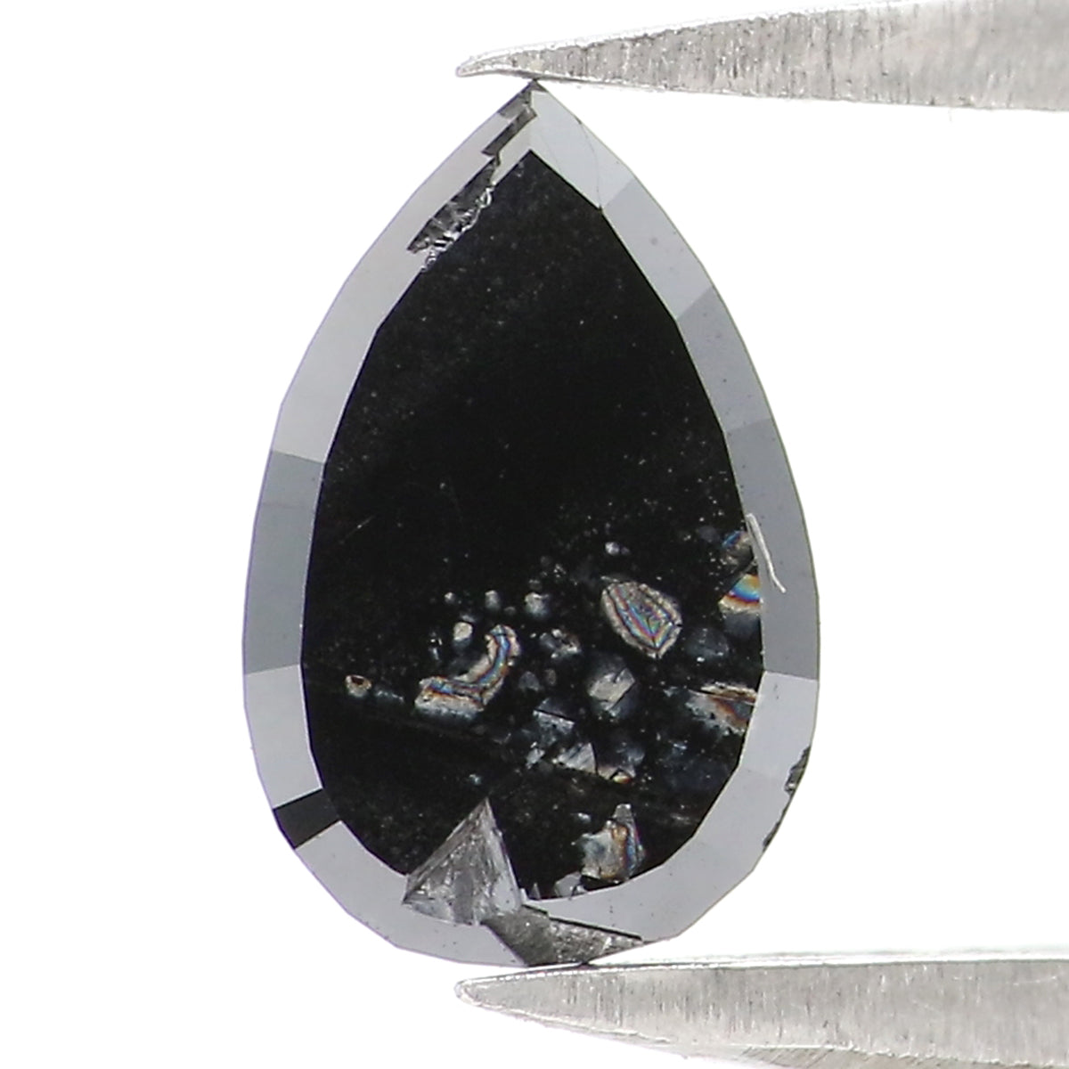 0.63 Ct Natural Loose Pear Shape Diamond Black Color Pear Cut Diamond 7.65 MM Natural Loose Black Color Diamond Pear Rose Cut Diamond KQ2623
