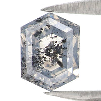 Natural Loose Hexagon Salt And Pepper Diamond Black Grey Color 0.62 CT 5.72 MM Hexagon Shape Rose Cut Diamond KDK2593
