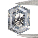 0.62 CT Natural Loose Hexagon Shape Diamond Salt And Pepper Hexagon Diamond 5.70 MM Black Grey Color Hexagon Shape Rose Cut Diamond QK2593