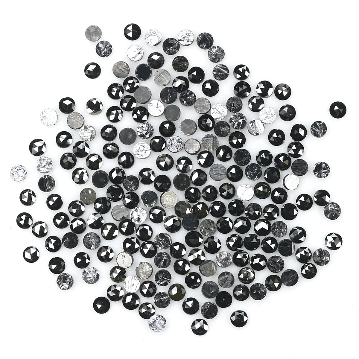 3.04 CT Natural Loose Round Rose Cut Diamond Black Color Round Shape Diamond 1.55 MM Natural Loose Black Color Round Rose Cut Diamond LQ1894