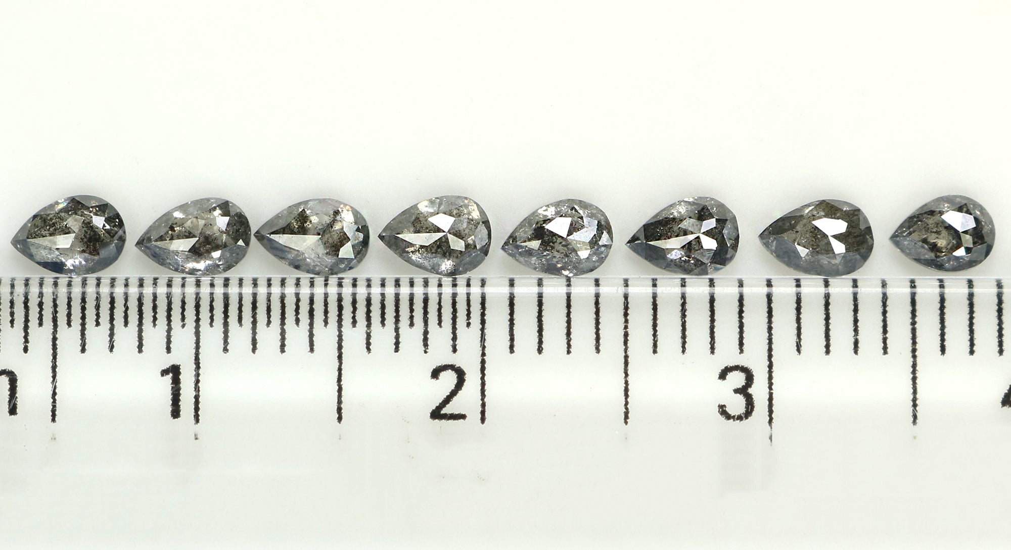 Natural Loose Pear Salt And Pepper Diamond Black Grey Color 1.11 CT 3.75 MM Pear Shape Rose Cut Diamond KDL1281