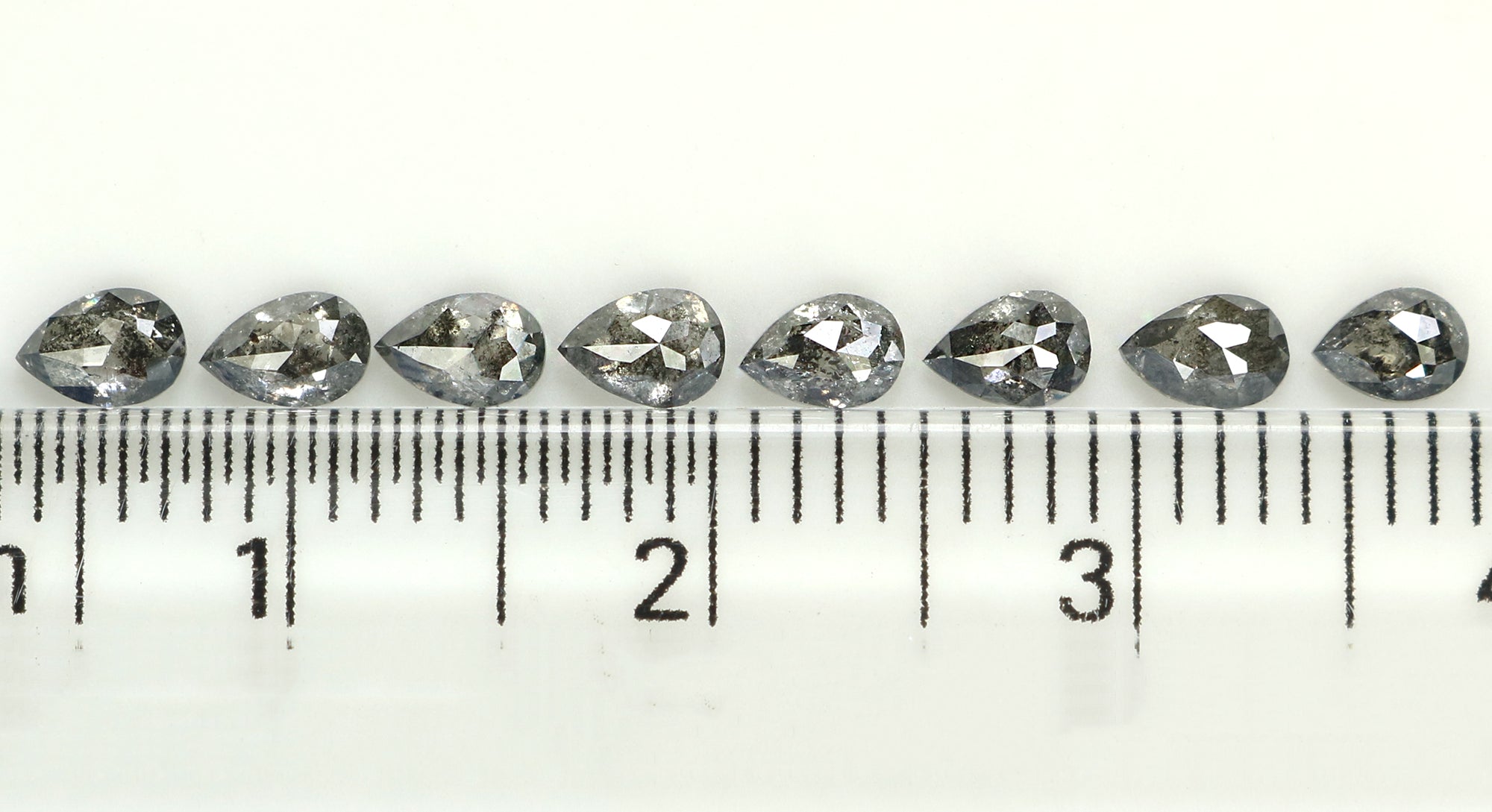 1.11 CT Natural Loose Pear Shape Diamond Salt And Pepper Pear Rose Cut Diamond 3.75 MM Black Grey Color Pear Shape Rose Cut Diamond QL1281