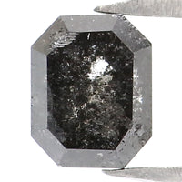 Natural Loose Emerald Salt And Pepper Diamond Black Grey Color 0.83 CT 5.20 MM Emerald Shape Rose Cut Diamond L7414
