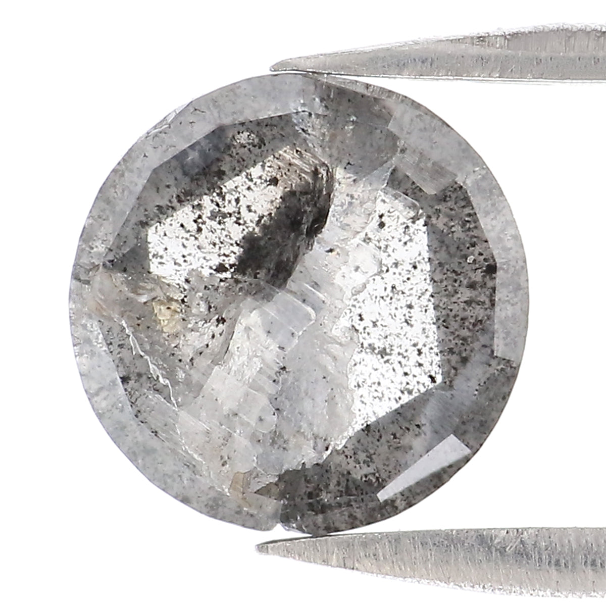 Natural Loose Round Rose Cut Salt And Pepper Diamond Black Grey Color 1.50 CT 7.85 MM Rose Cut Shape Diamond L2143