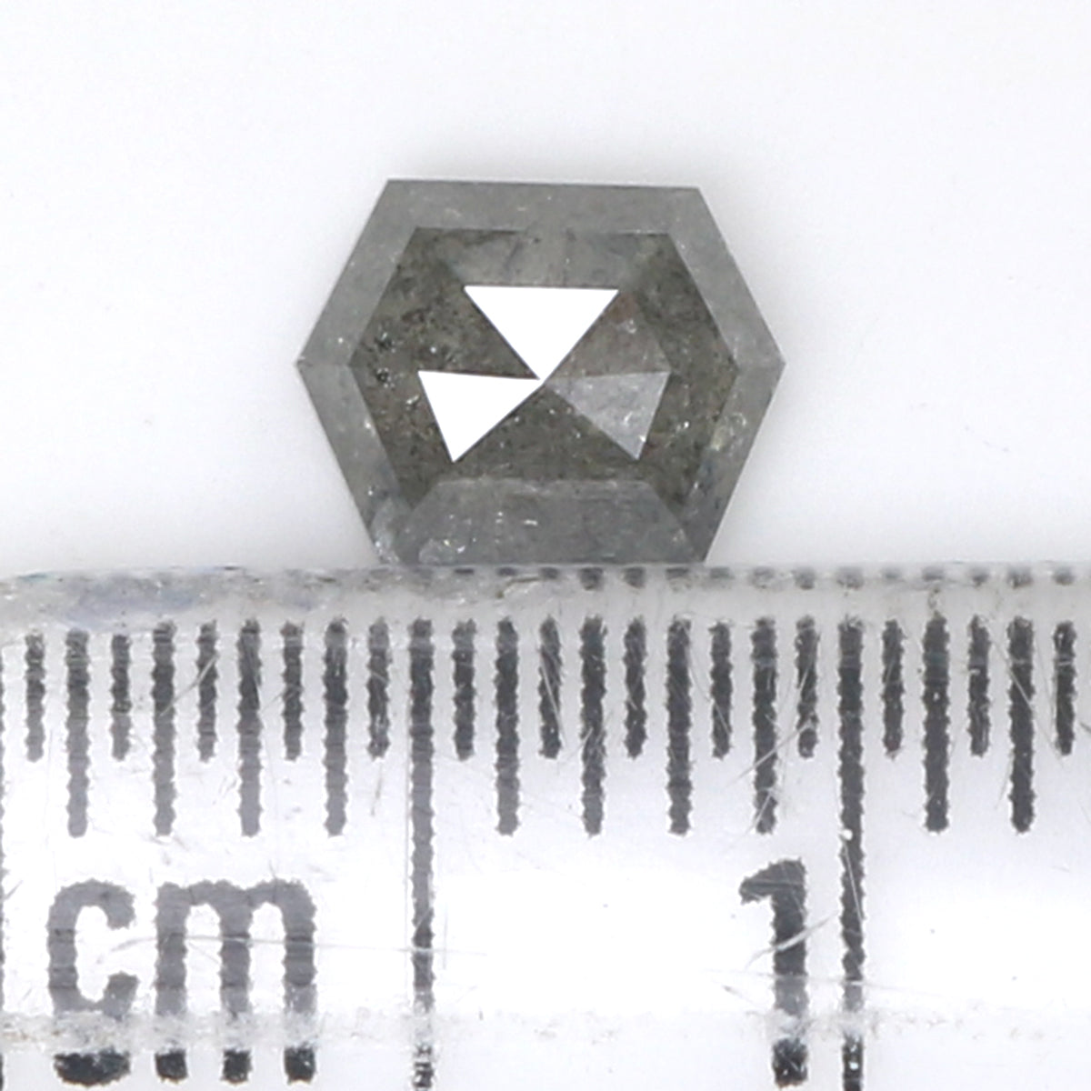 0.64 CT Natural Loose Hexagon Shape Diamond Salt And Pepper Hexagon Cut Diamond 5.75 MM Natural Grey Color Hexagon Rose Cut Diamond LQ809