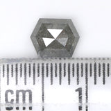 Natural Loose Hexagon Salt And Pepper Diamond Grey Color 0.64 CT 5.75 MM Hexagon Shape Rose Cut Diamond L809