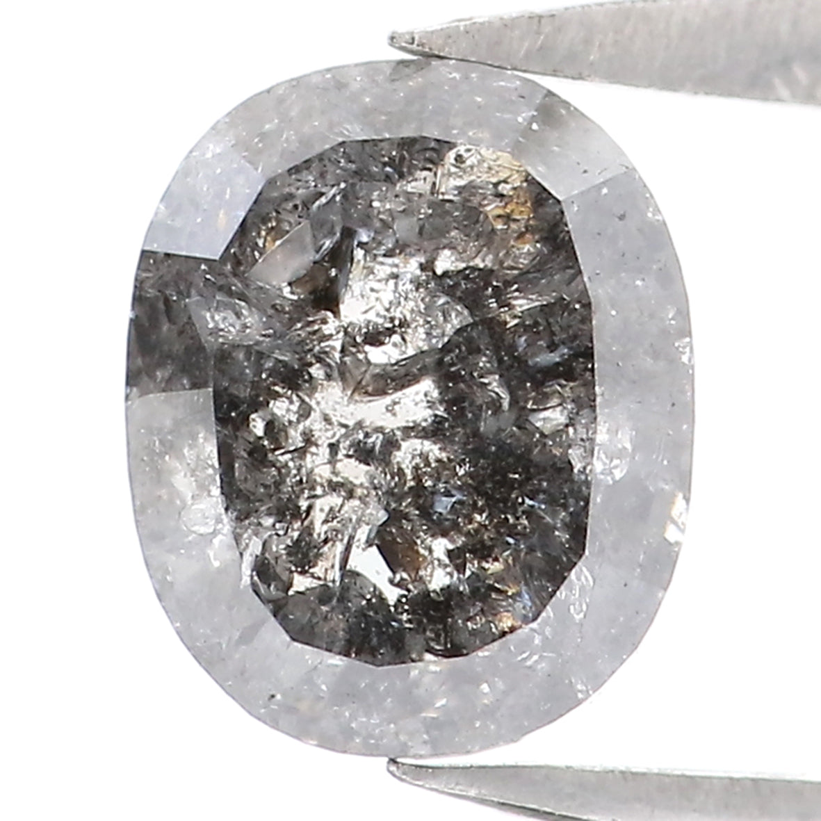 Natural Loose Oval Salt And Pepper Diamond Black Grey Color 1.04 CT 6.85 MM Oval Shape Rose Cut Diamond L2015