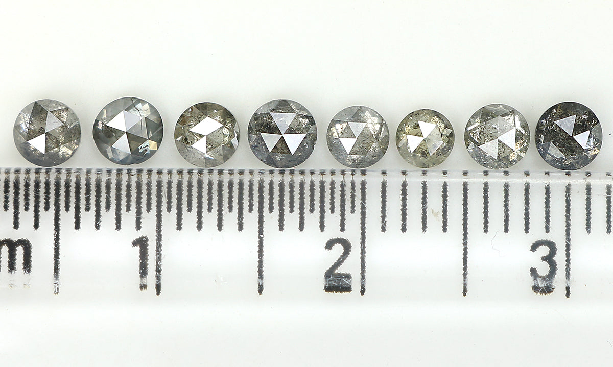 1.34 Ct Natural Loose Round Rose Cut Diamond Salt And Pepper Round Shape Diamond 2.90 MM Natural Black Grey Round Rose Cut Diamond QL1137