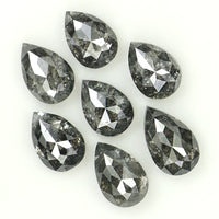 Natural Loose Pear Salt And Pepper Diamond Black Grey Color 1.06 CT 3.85 MM Pear Shape Rose Cut Diamond KDL1280