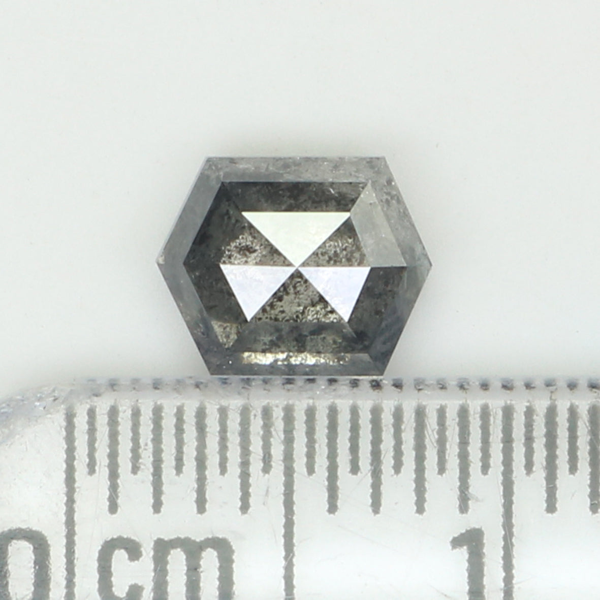 1.00 CT Natural Loose Hexagon Shape Diamond Salt And Pepper Hexagon Diamond 6.35 MM Black Grey Color Hexagon Shape Rose Cut Diamond QL276