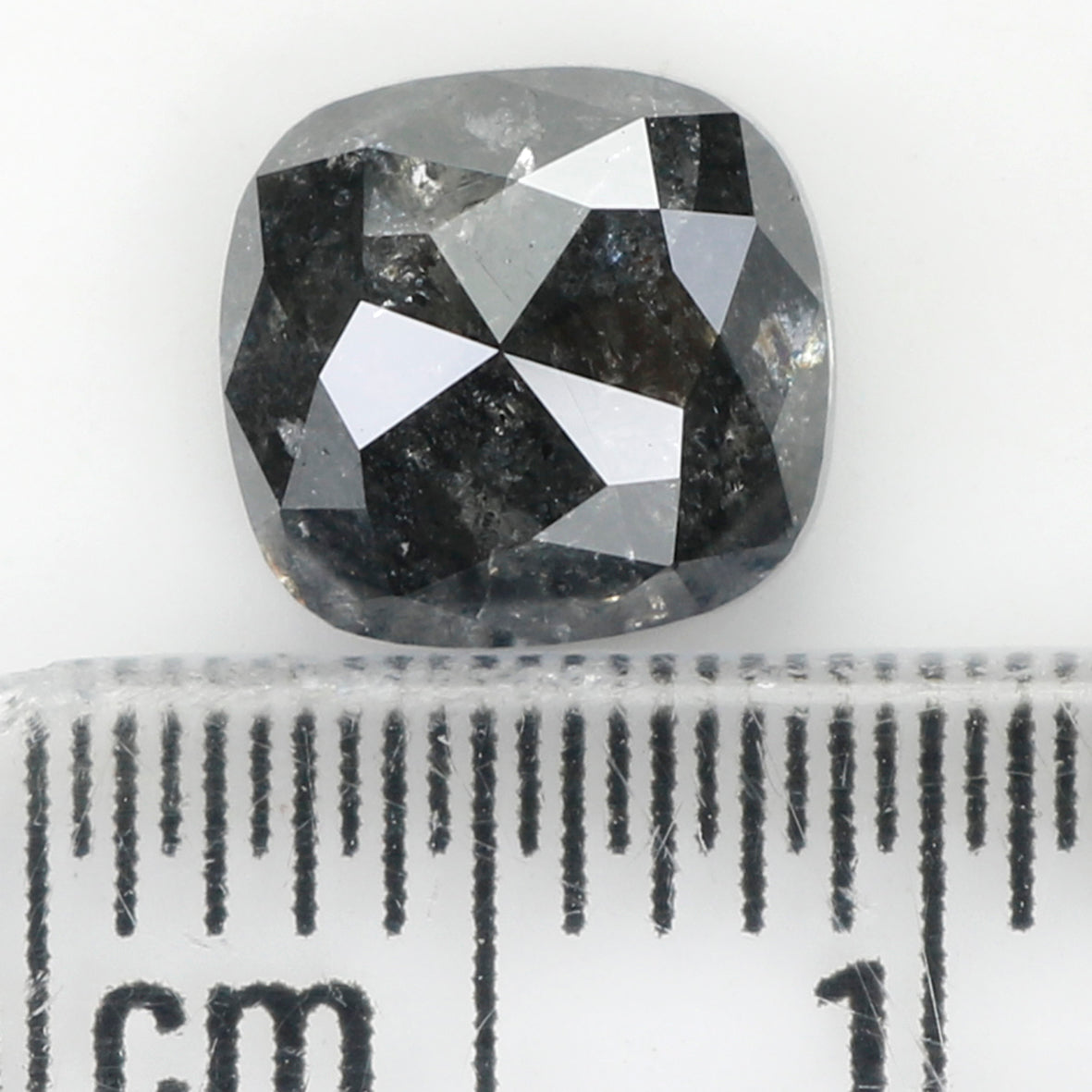 1.74 CT Natural Loose Cushion Shape Diamond Salt And Pepper Cushion Shape Diamond 6.95 MM Black Grey Color Cushion Rose Cut Diamond QL461