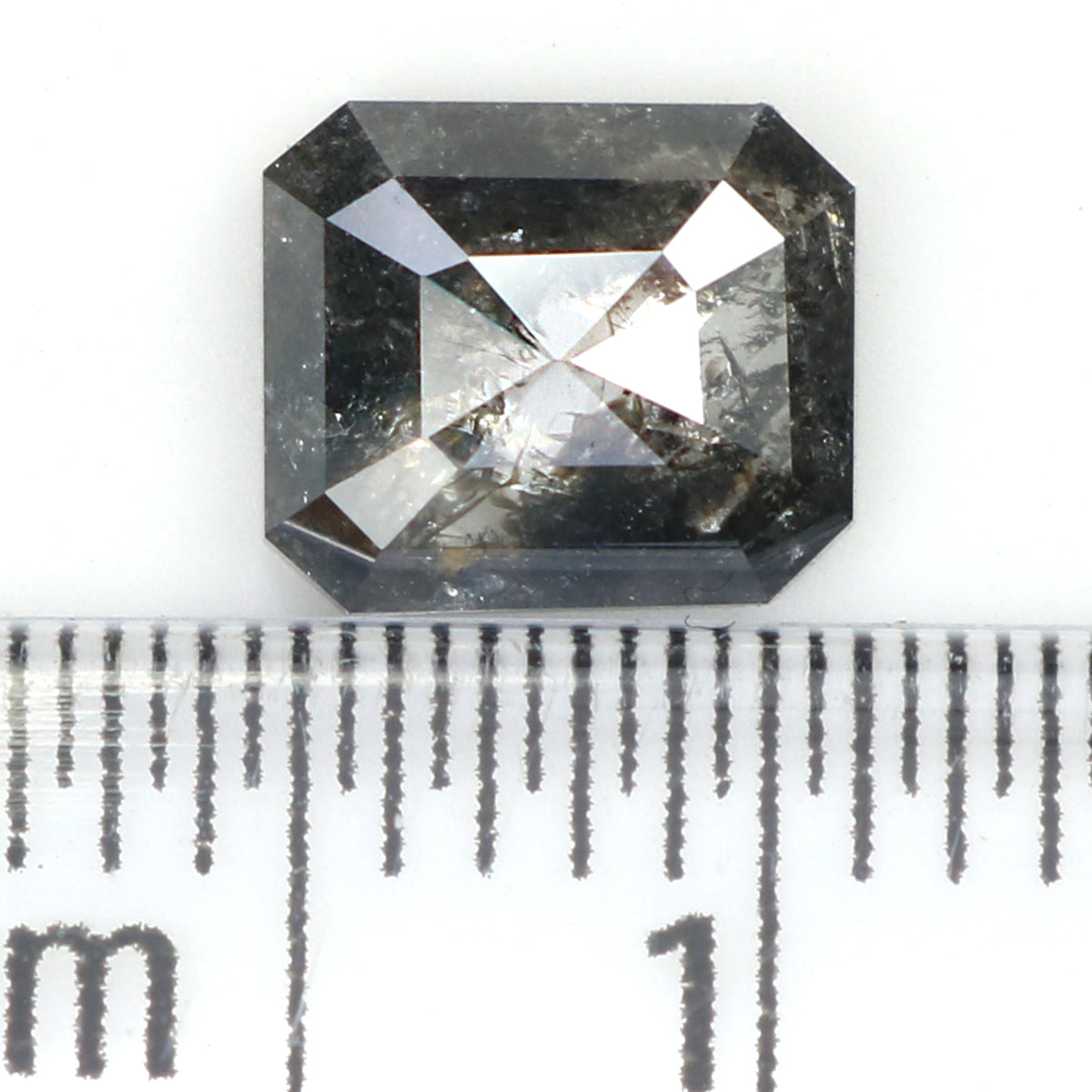 0.99 CT Natural Loose Emerald Shape Diamond Salt And Pepper Emerald Shape Diamond 6.40 MM Black Grey Color Emerald Rose Cut Diamond LQ1337