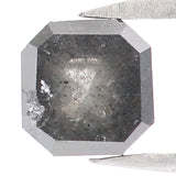 Natural Loose Radiant Salt And Pepper Diamond Black Grey Color 0.87 CT 4.90 MM Radiant Shape Rose Cut Diamond L5859