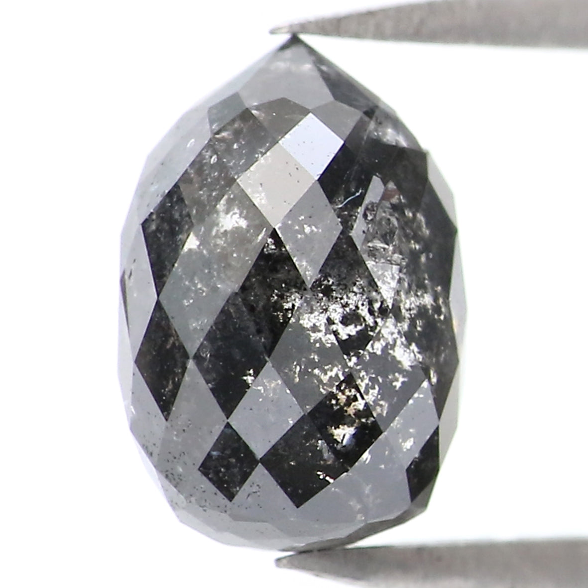 2.16 CT Natural Loose Briolette Cut Diamond Salt And Pepper Drop Diamond 8.10 MM Natural Loose Black Grey Color Drop Rose Cut Diamond LQ2049