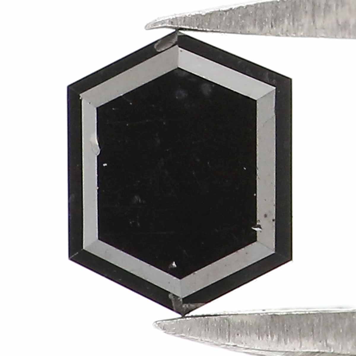 0.49 CT Natural Loose Hexagon Shape Diamond Black Color Hexagon Diamond 5.30 MM Natural Loose Black Color Hexagon Rose Cut Diamond KQ2646
