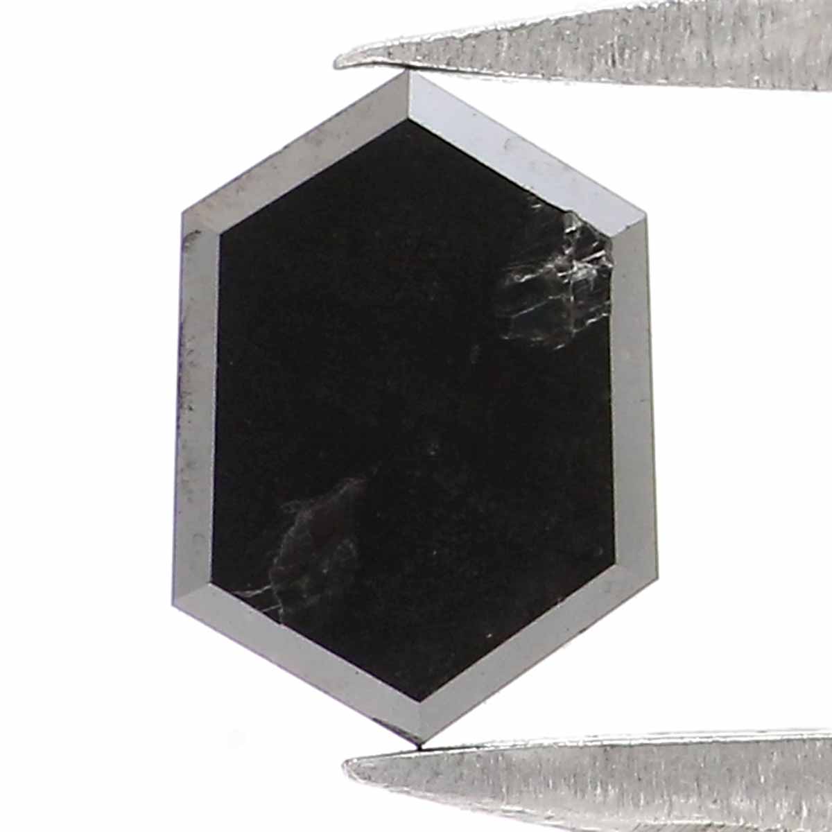 0.42 CT Natural Loose Hexagon Shape Diamond Black Color Hexagon Diamond 5.90 MM Natural Loose Black Color Hexagon Rose Cut Diamond KQ2647