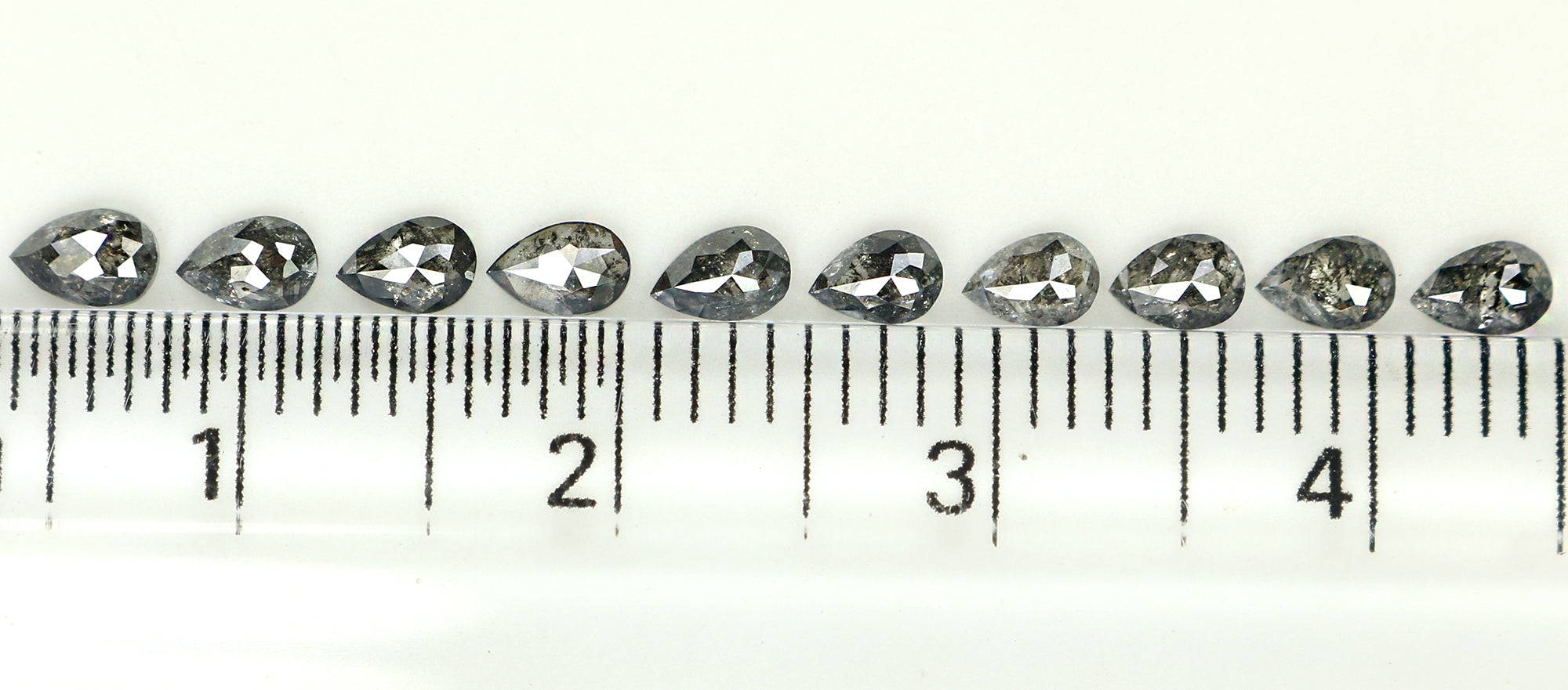 Natural Loose Pear Salt And Pepper Diamond Black Grey Color 1.08 CT 3.45 MM Pear Shape Rose Cut Diamond KDL1282