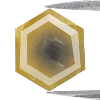Natural Loose Hexagon Yellow Color Diamond 2.96 CT 9.91 MM Hexagon Shape Rose Cut Diamond L2426