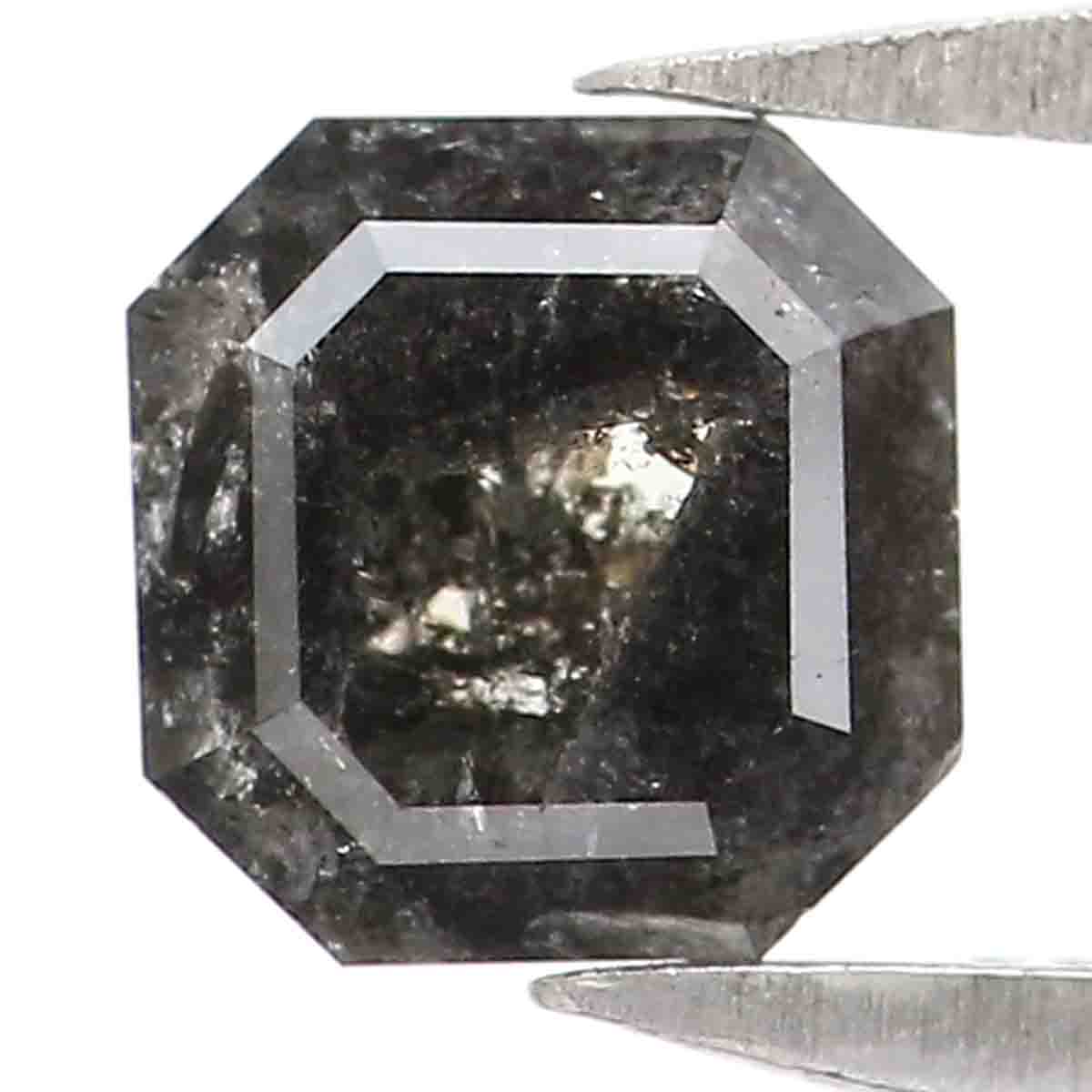 0.66 CT Natural Loose Radiant Shape Diamond Salt And Pepper Radiant Diamond 4.60 MM Natural Black Grey Color Radiant Rose Cut Diamond KQ1437