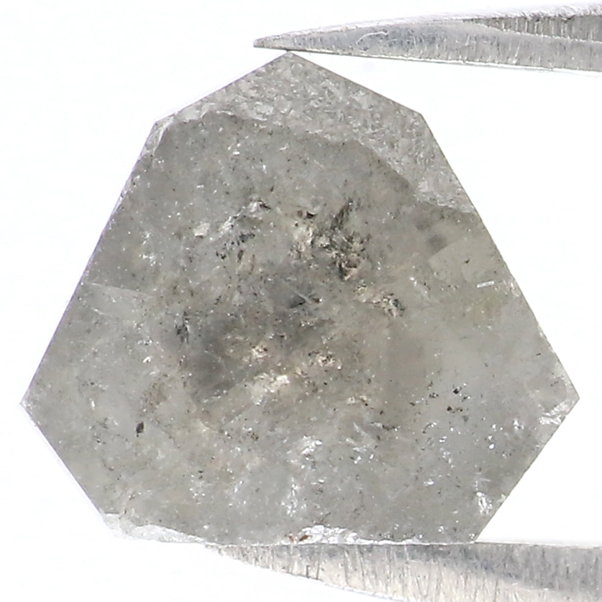1.82 Ct Natural Loose Shield Shape Diamond Salt And Pepper Shield Cut Diamond 7.70 MM Natural Gray Color Shield Rose Cut Diamond KQ1311