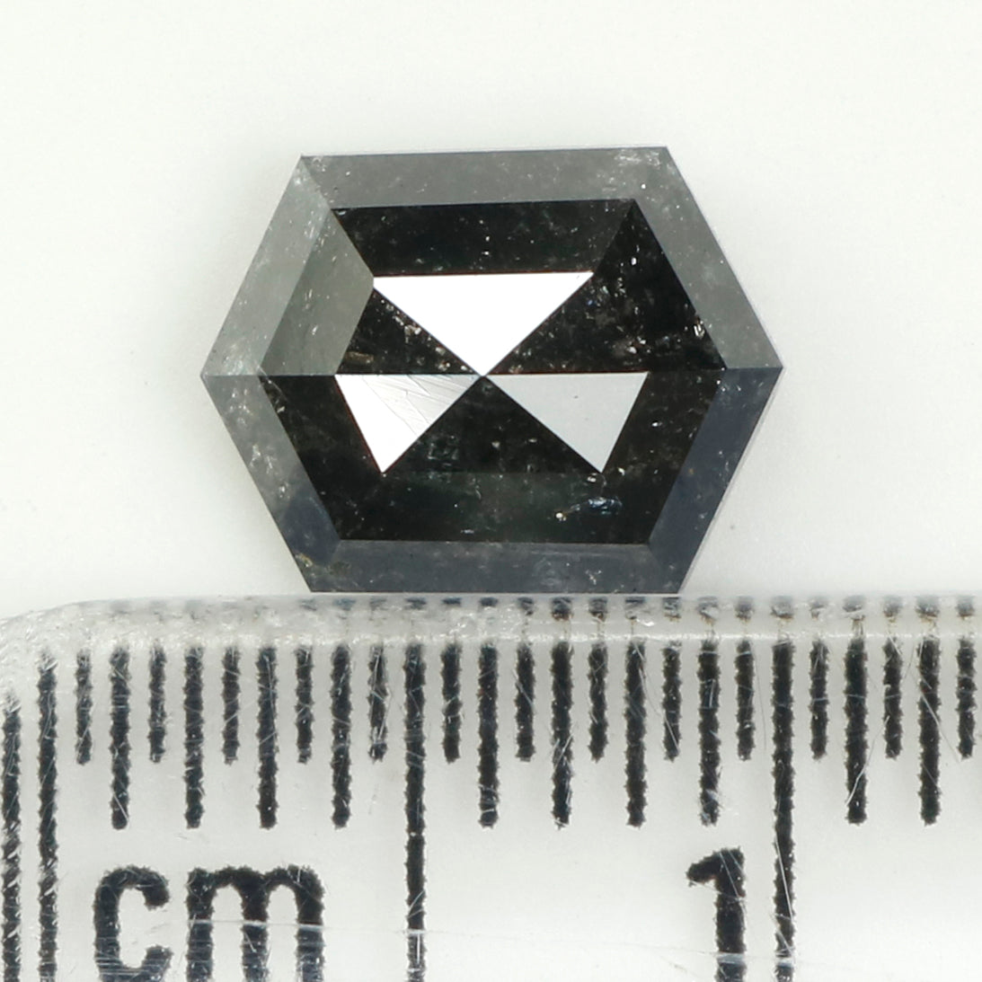 1.55 CT Natural Loose Hexagon Shape Diamond Salt And Pepper Hexagon Diamond 8.00 MM Black Grey Color Hexagon Shape Rose Cut Diamond QL734