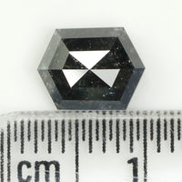 1.55 CT Hexagon Cut Diamond, Salt and Pepper Diamond, Natural Loose Diamond, Black Diamond, Grey Diamond, Rustic  Rose Cut Diamond, KDL734