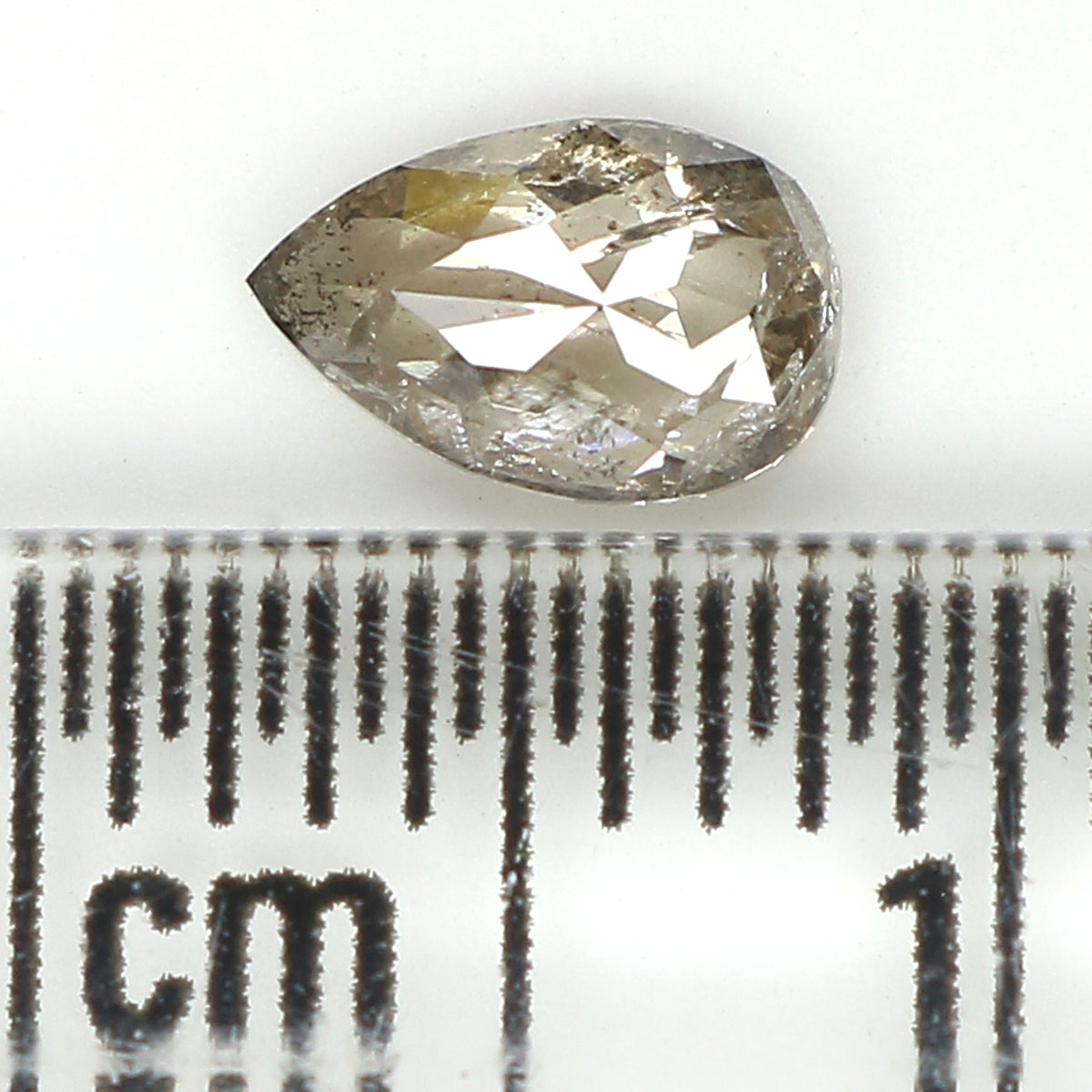 Natural Loose Pear Salt And Pepper Diamond Brown Color 0.39 CT 6.15 MM Pear Shape Rose Cut Diamond L975