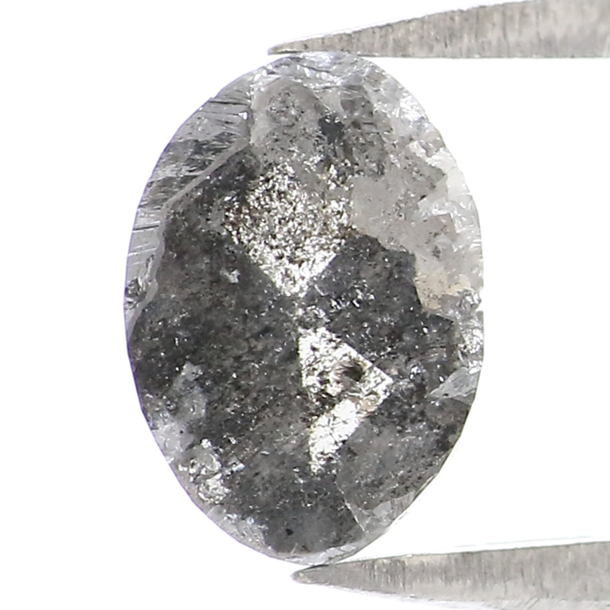 0.94 CT Natural Loose Oval Shape Diamond Salt And Pepper Oval Cut Diamond 7.10 MM Natural Black Grey Color Oval Rose Cut Diamond LQ7060