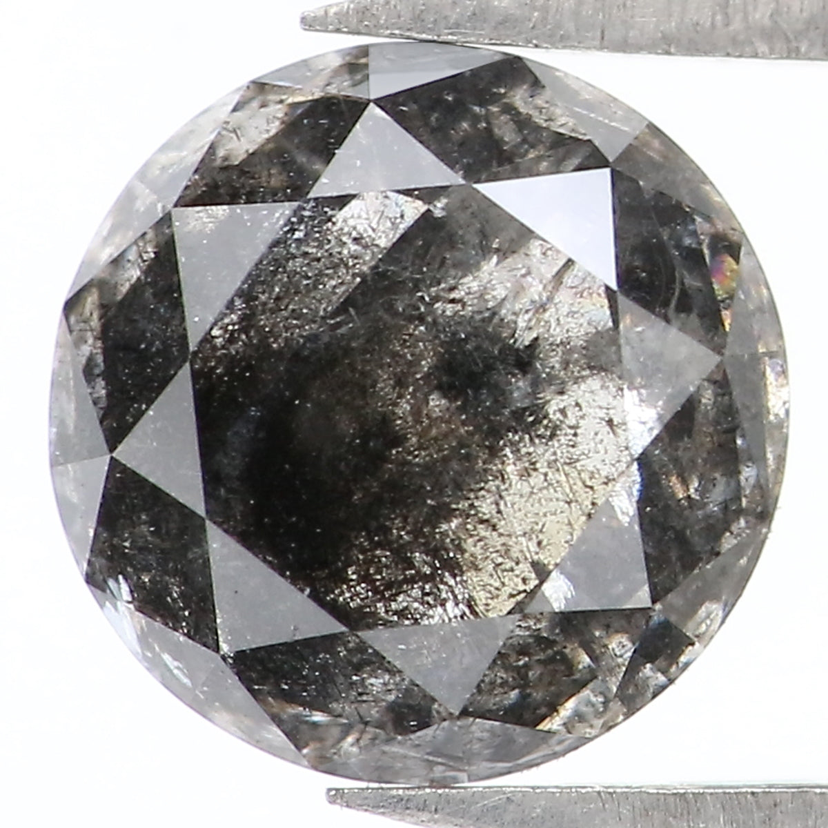 Natural Loose Rose Cut Salt And Pepper Diamond Black Grey Color 1.26 CT 6.70 MM Rose Cut Shape Diamond L278