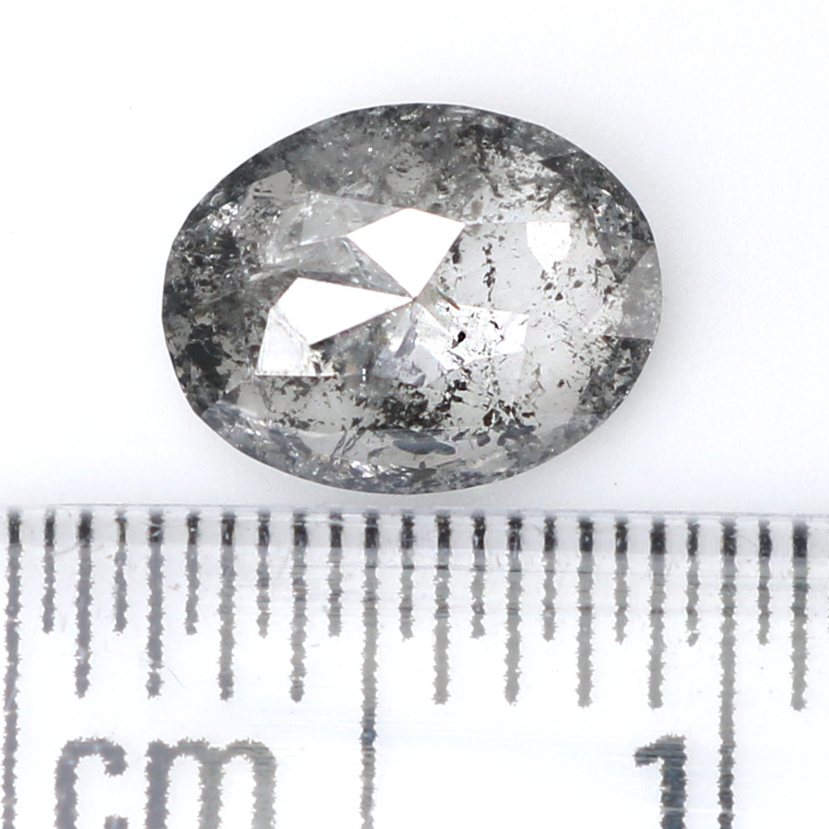 Natural Loose Oval Salt And Pepper Diamond Black Grey Color 0.74 CT 7.00 MM Oval Shape Rose Cut Diamond KDL1521