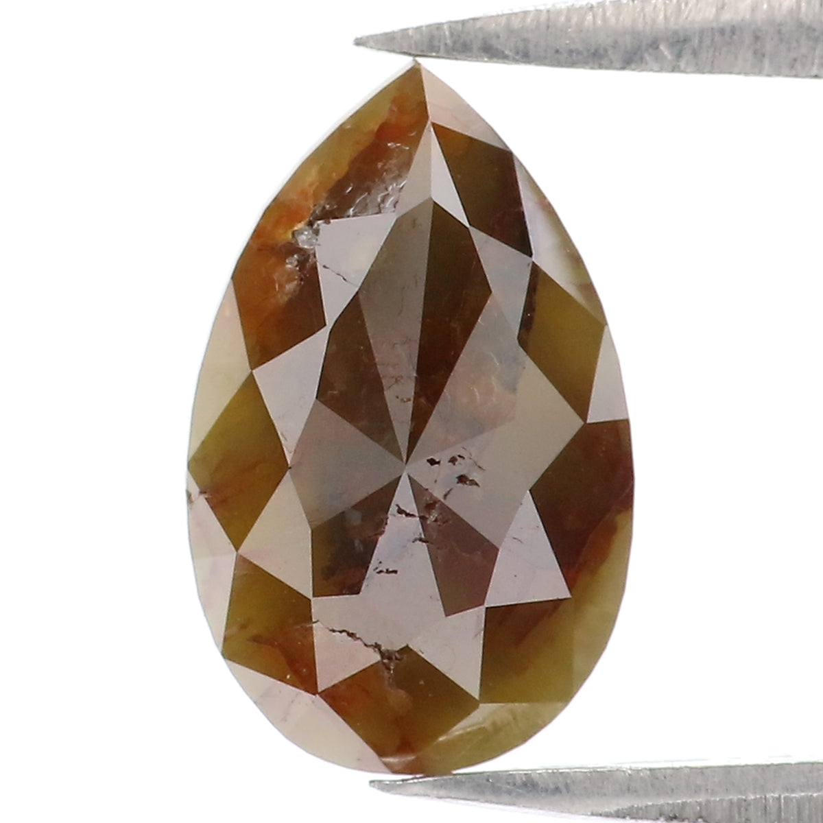 Natural Loose Pear Brown Yellow Color Diamond 1.47 CT 9.92 MM Pear Shape Rose Cut Diamond KR2521