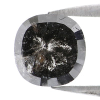Natural Loose Cushion Salt And Pepper Diamond Black Grey Color 1.69 CT 6.95 MM Cushion Shape Rose Cut Diamond KDL2139