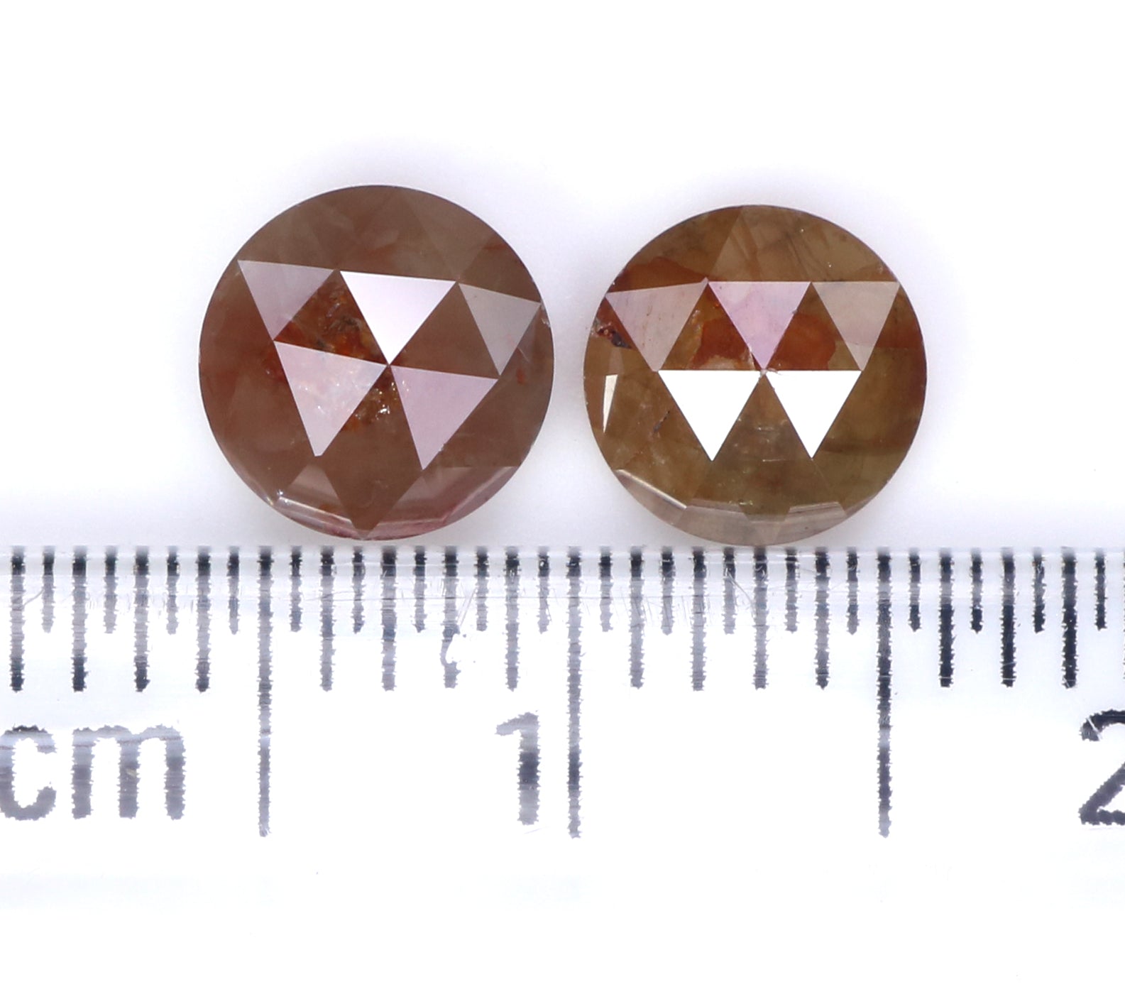 1.44 CT Natural Loose Round Rose Cut Pair Diamond Brown Color Round Cut Diamond 5.40 MM Natural Grey Diamond Round Rose Cut Diamond LQ7792