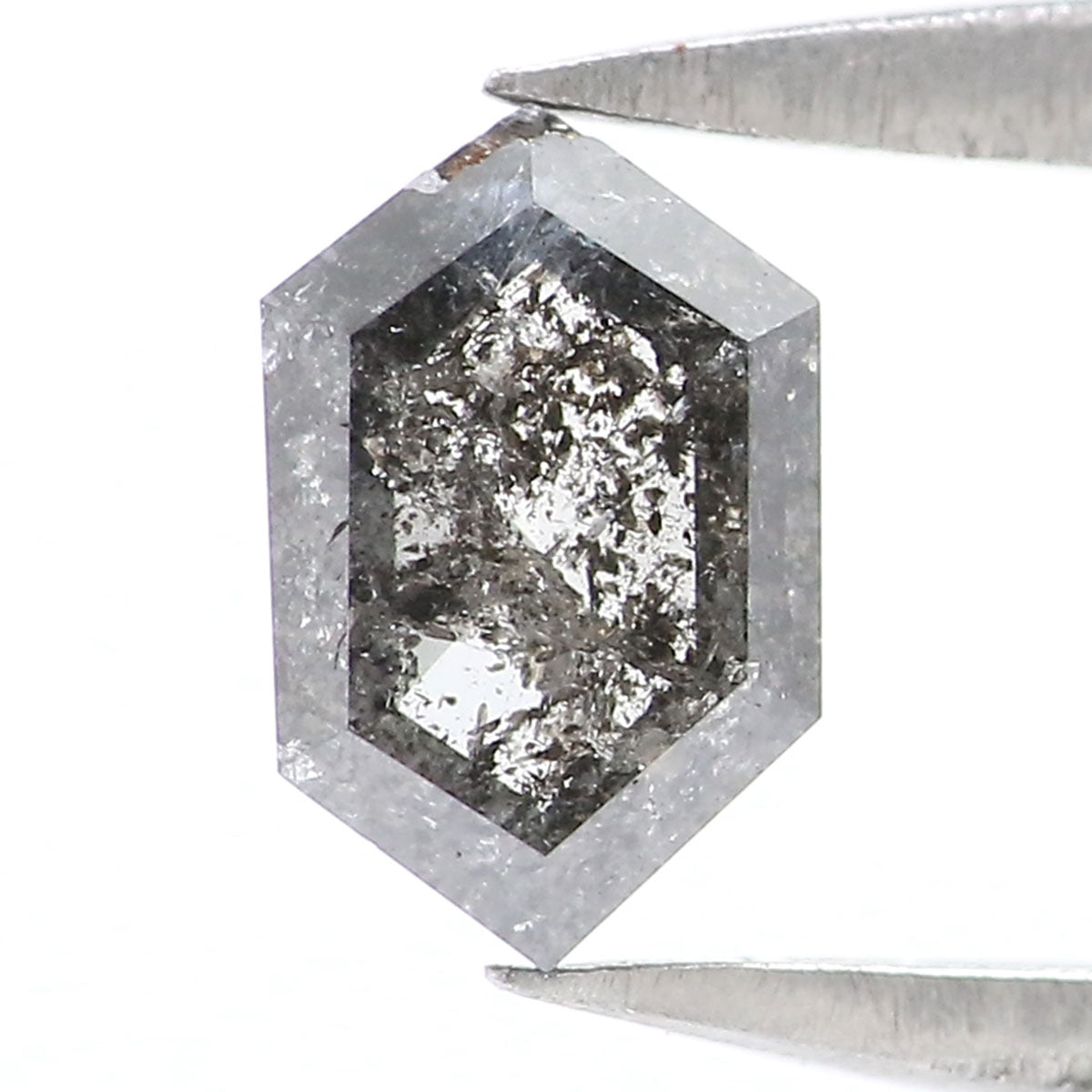0.37 CT Natural Loose Hexagon Shape Diamond Salt And Pepper Hexagon Diamond 5.75 MM Natural Black Grey Color Hexagon Rose Cut Diamond KQ2539
