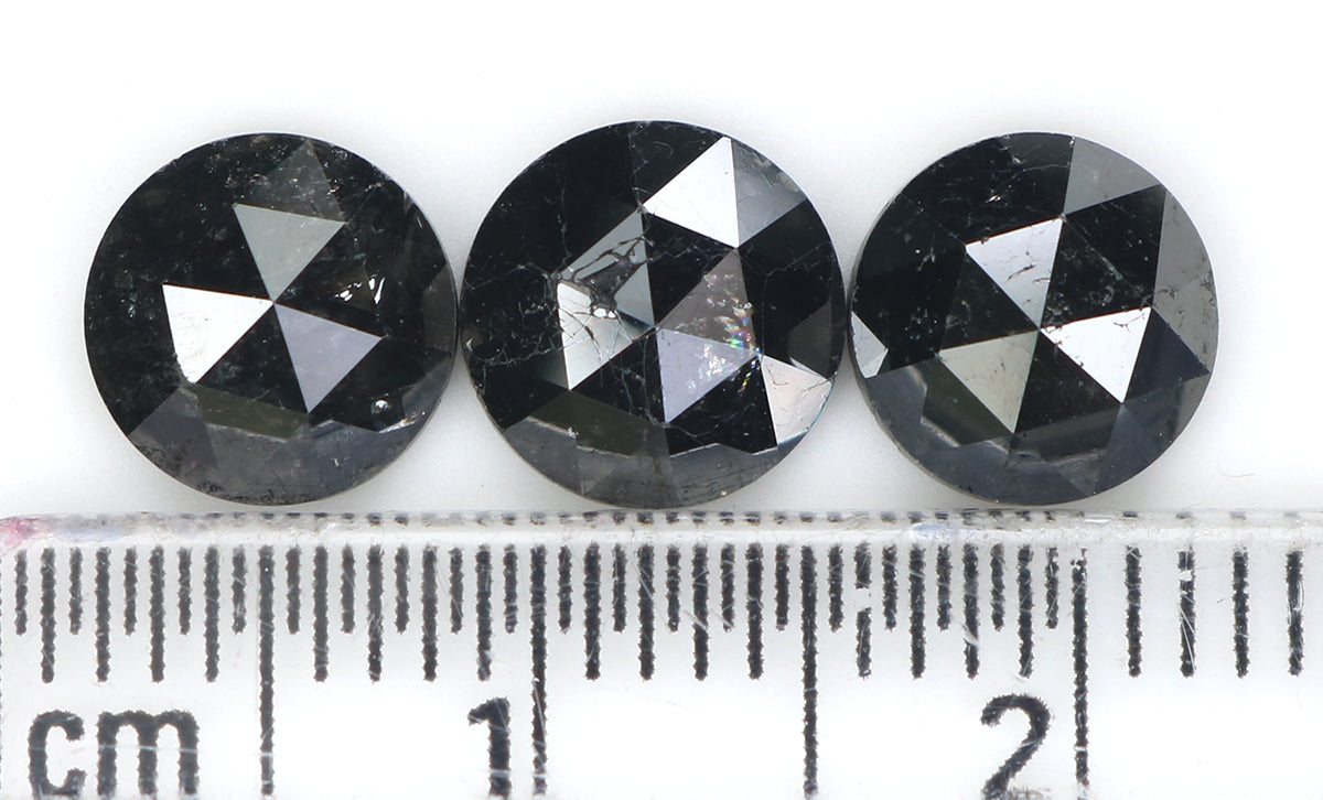 Natural Loose Round Rose Cut Diamond Black Color 3.58 CT 6.85 MM Rose Cut Shape Diamond L1695