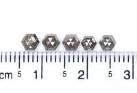 Natural Loose Hexagon Salt And Pepper Diamond Black Grey Color 1.24 CT 3.10 MM Hexagon Shape Rose Cut Diamond KDL7558