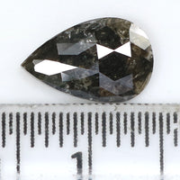 Natural Loose Pear Salt And Pepper Diamond Black Grey Color 1.18 CT 9.30 MM Pear Shape Rose Cut Diamond L1762