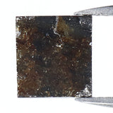 Natural Loose Square Brown Black Color Diamond 2.08 CT 7.60 MM Square Shape Rose Cut Diamond L7152