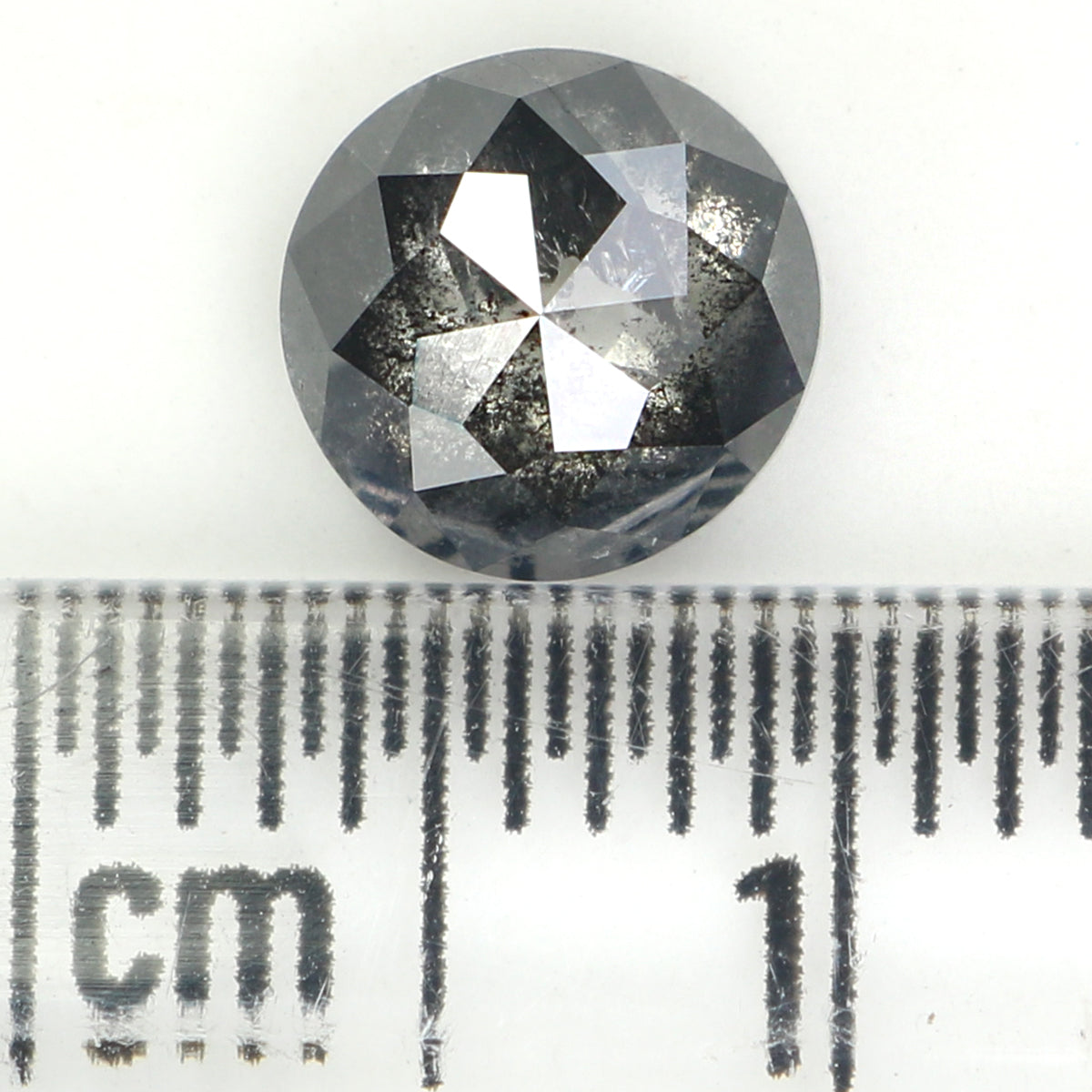 Natural Loose Round Rose Cut Salt And Pepper Diamond Black Grey Color 1.35 CT 6.55 MM Rose Cut Shape Diamond L1203