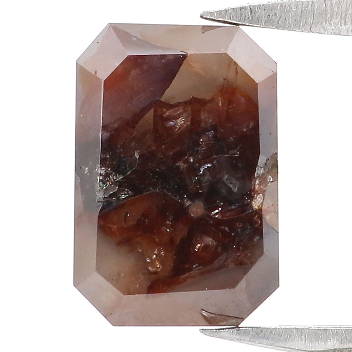 Natural Loose Emerald Shape Grey Brown Color Diamond 1.36 CT 7.80 MM Emerald Shape Rose Cut Diamond L7129