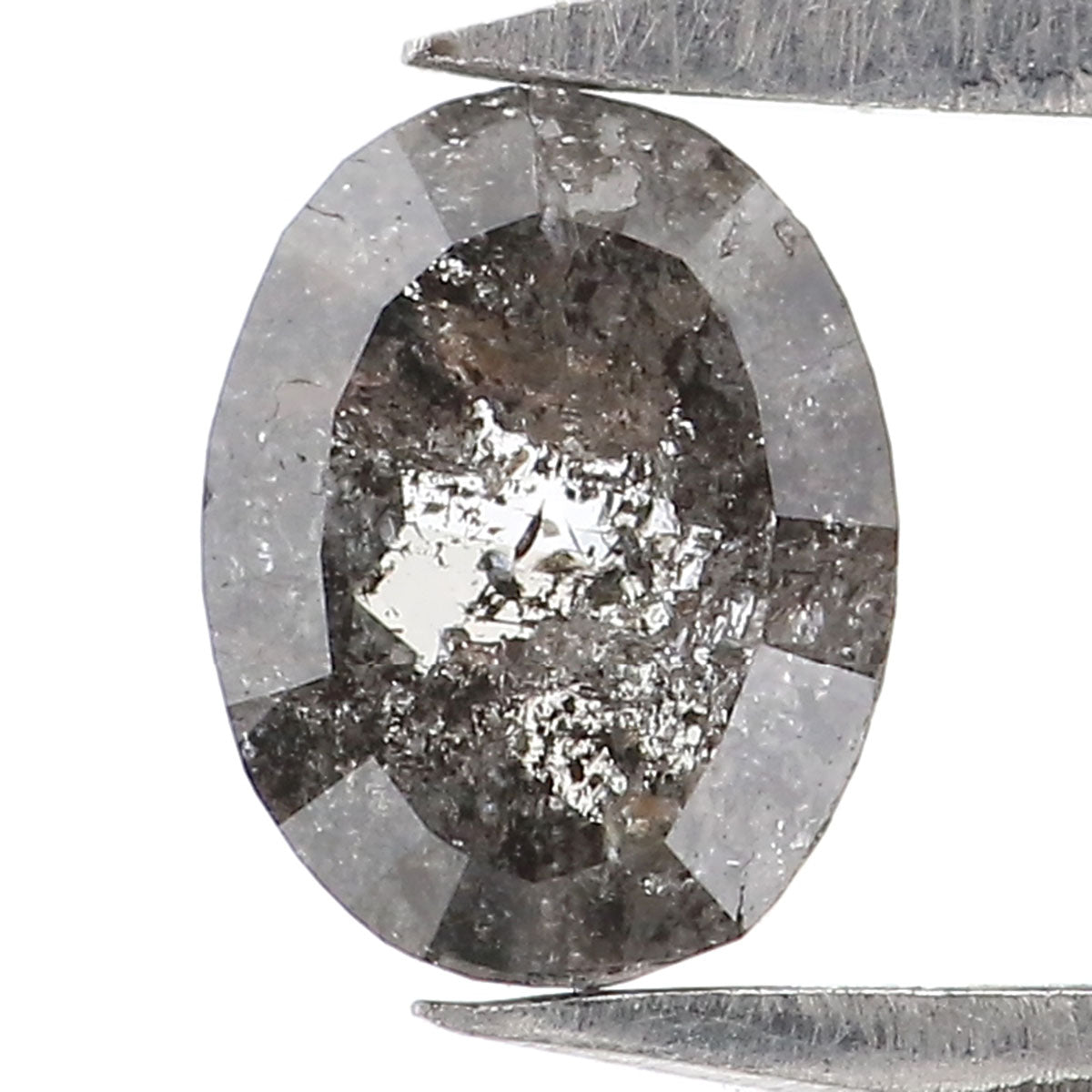 0.37 CT Natural Loose Oval Shape Diamond Salt And Pepper Oval Cut Diamond 5.35 MM Natural Black Grey Color Oval Rose Cut Diamond KQ2584