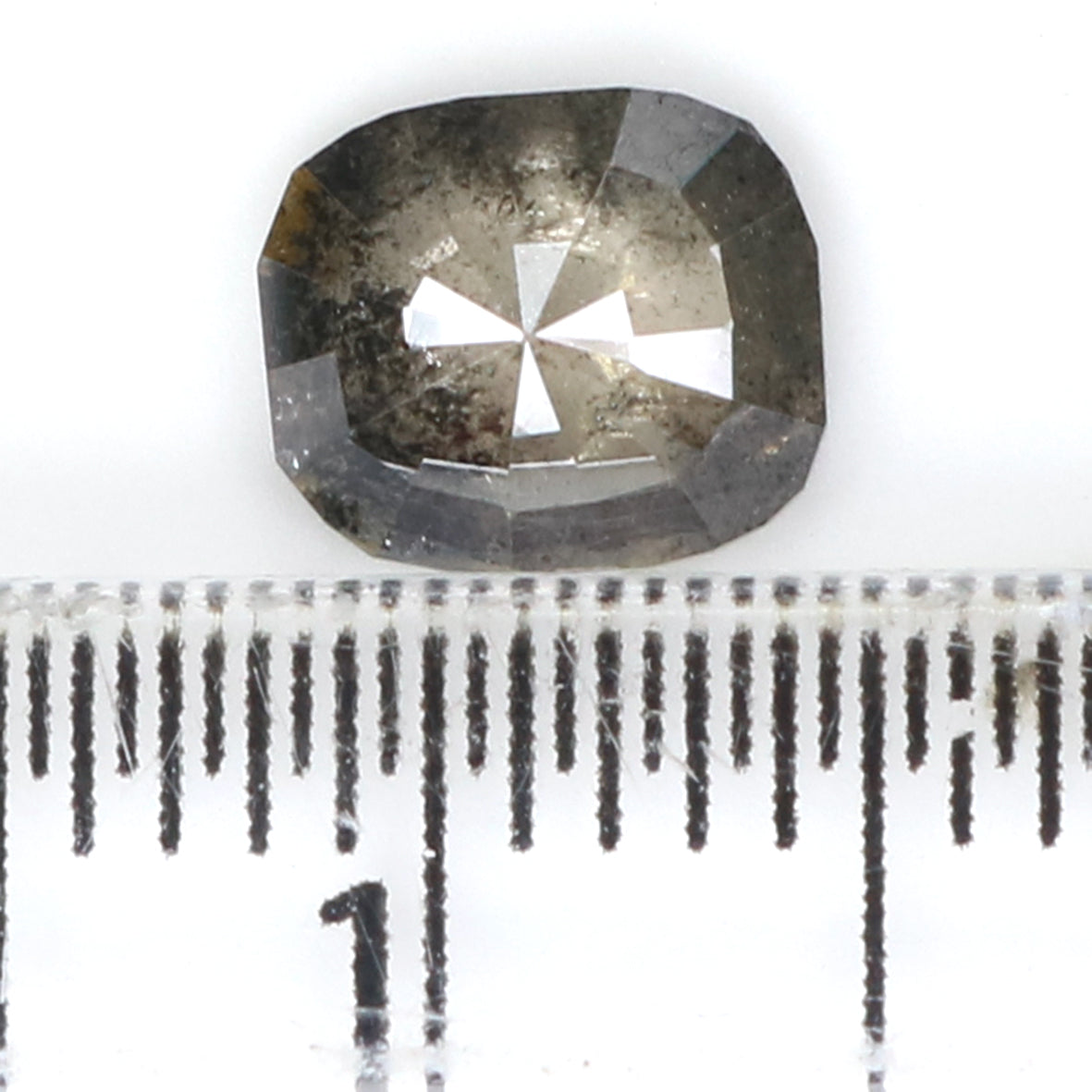 0.74 CT Natural Loose Cushion Shape Diamond Salt And Pepper Cushion Cut Diamond 6.40 MM Natural Black Grey Cushion Rose Cut Diamond LQ1784