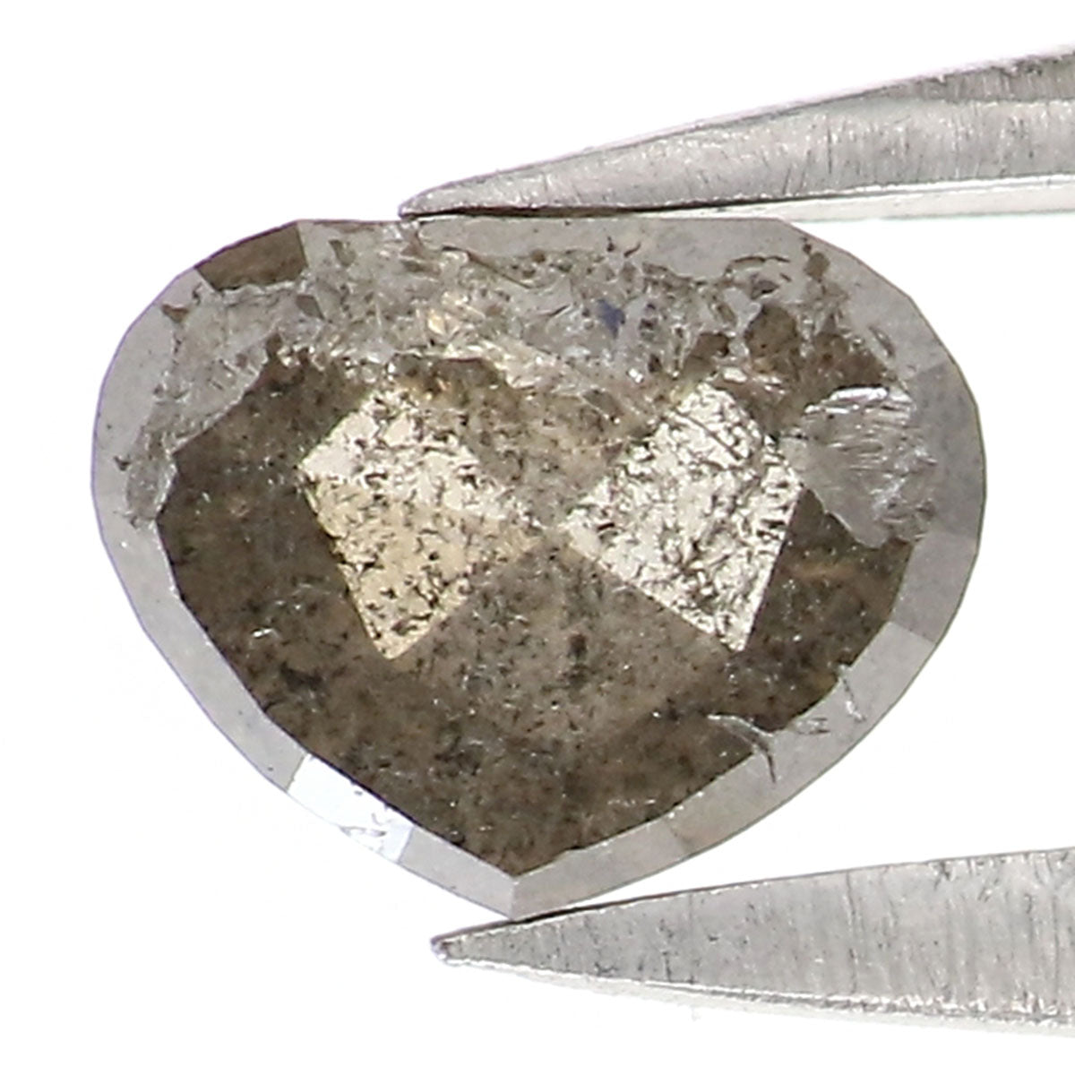 0.60 Ct Natural Loose Heart Shape Diamond Salt And Pepper Diamond 4.45 MM Natural Diamond Black Grey Color Heart Rose Cut Diamond QL6552